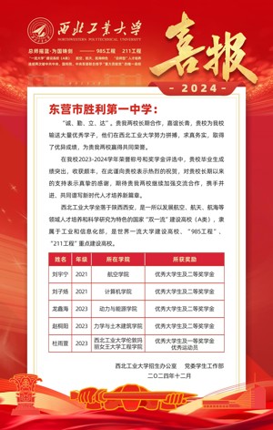 西北工业大学喜报