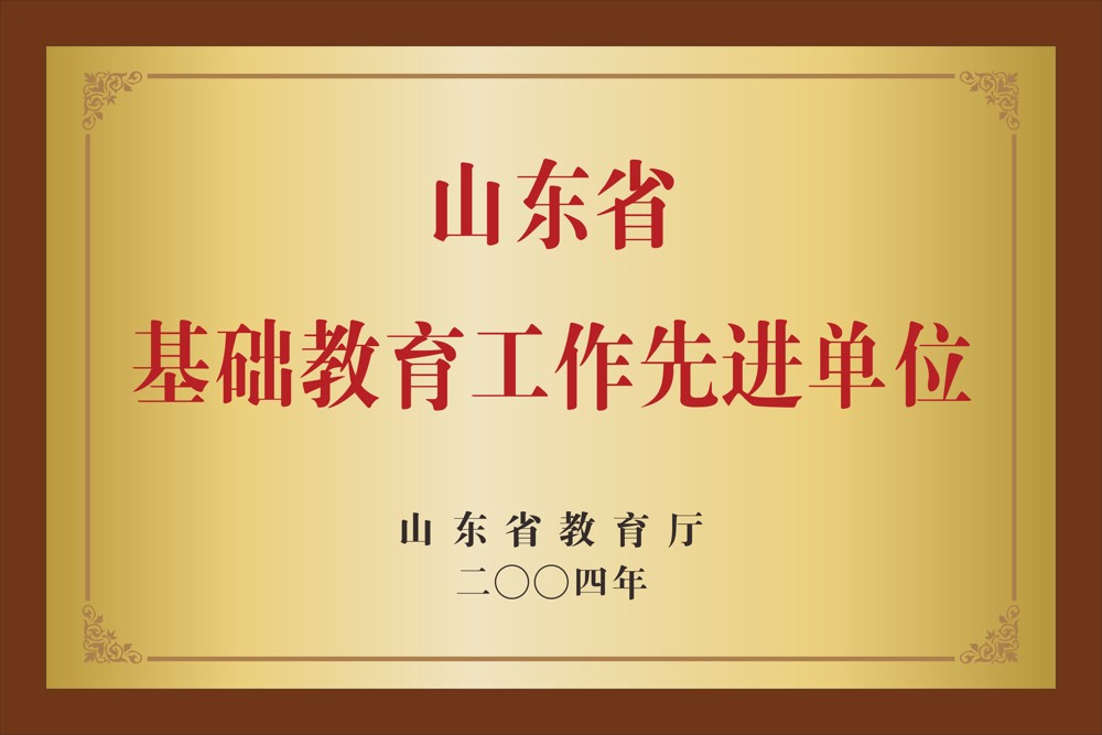 17.山东省教育厅 山东省基础教育工作先进单位  2004年